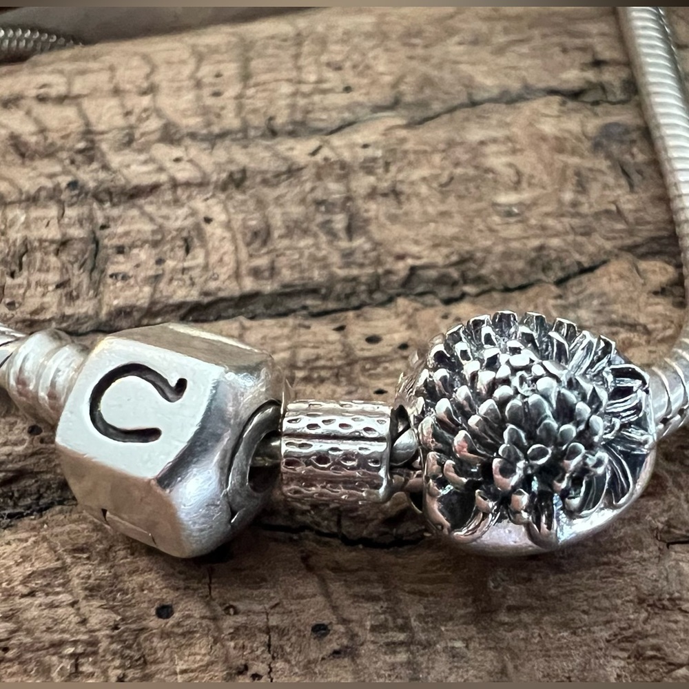 NEW Authentic CHAMILIA- November Chrysanthemum Flower Silver 925 Charm Garden